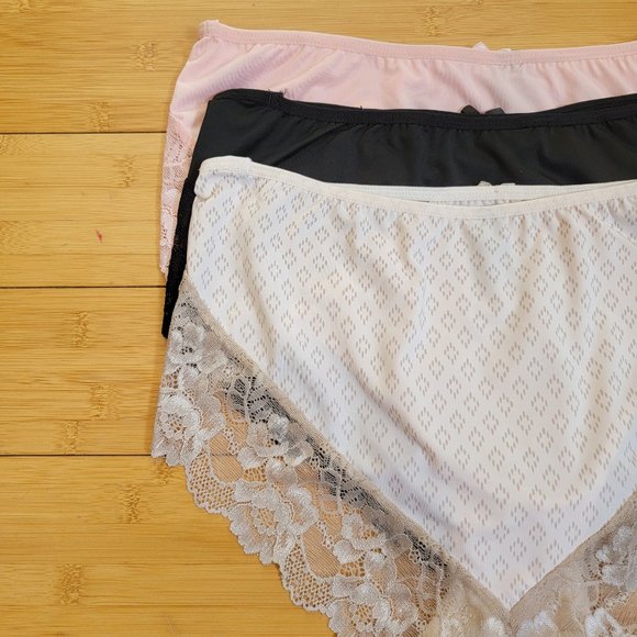 Rene Rofe Lingerie Women's Panty 3-pack Size L Lace Edge - Picture 10 of 10
